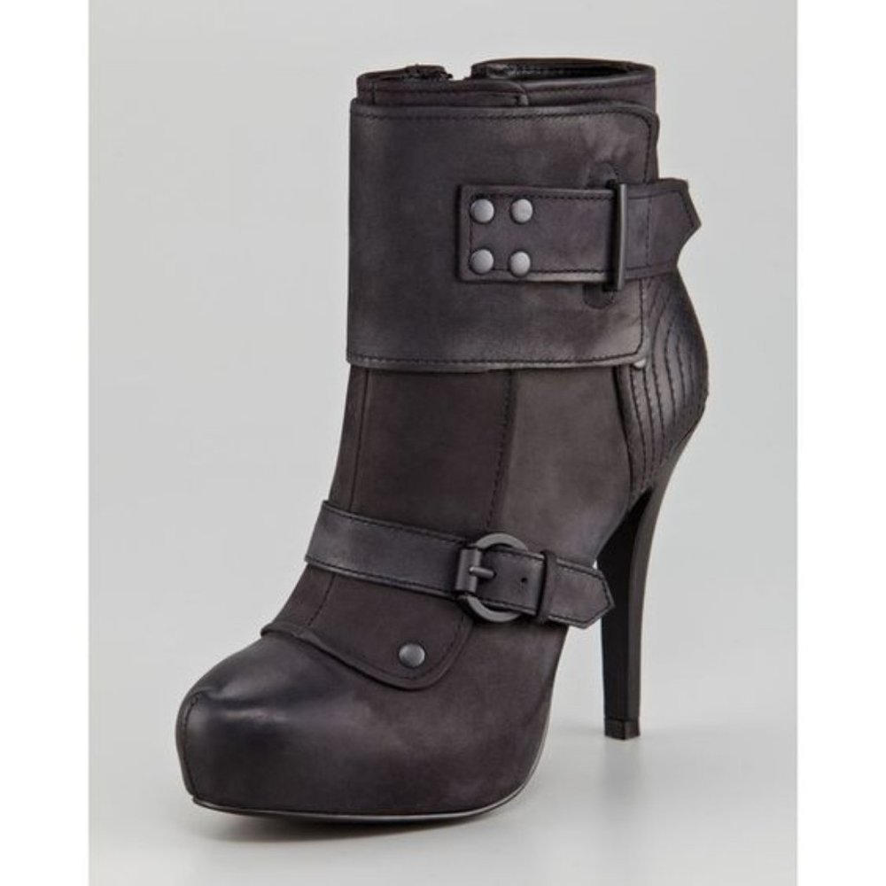 Ash Egoist Black Gunmetal Black Heeled Bootie 7.5